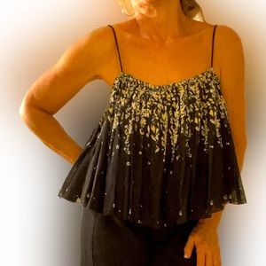 Free people spaghetti strap pleated top size S NWOT